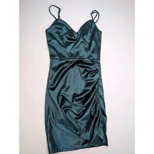 Lucy in the Sky Mini Dress XS Teal Emerald Green Velvet Party Cocktail